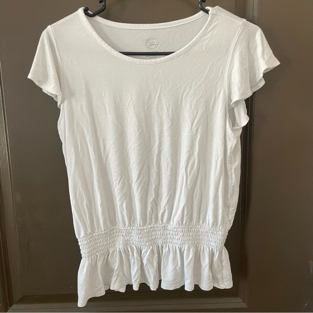 Wonder Nation White Cap Sleeve Ruffled Blouse